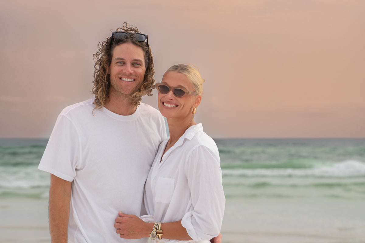 Couple at sunset on the beach in 30A