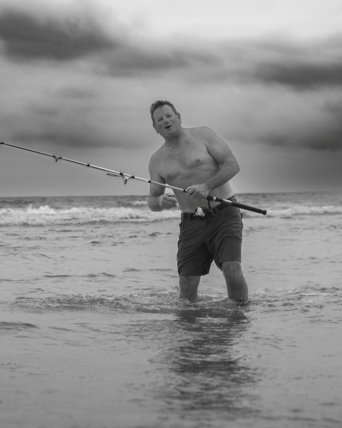 Black and white candid on the beach